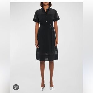 Theory Short-Sleeve Belted Layered Shirtdress